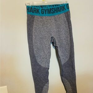 Gymshark Seamless Gray High-Waisted Leggings | Teal Logo Waist